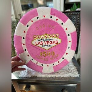 Las Vegas Nevada pink poker chip round foam pillow casino chip